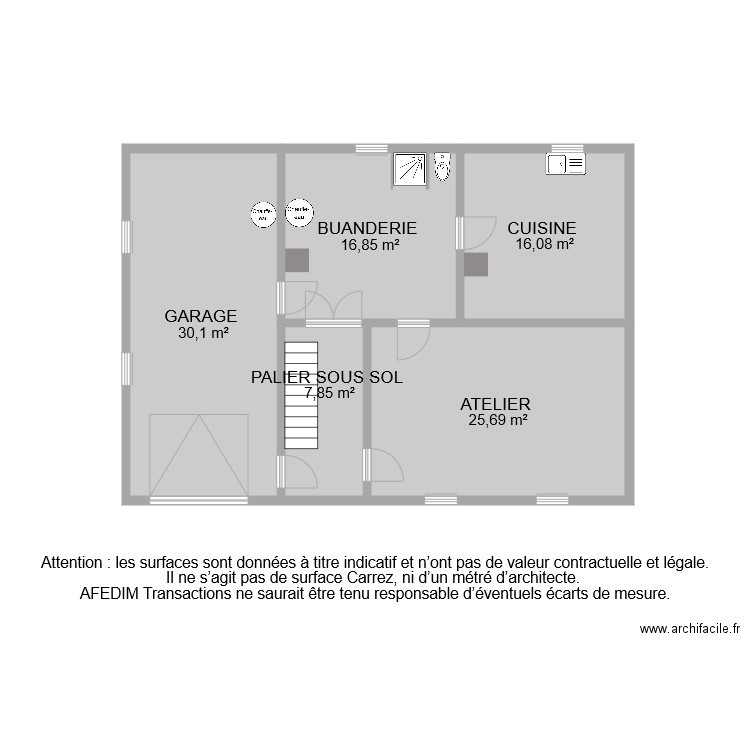 BI8238 SOUS SOL. Plan de 5 pièces et 97 m2