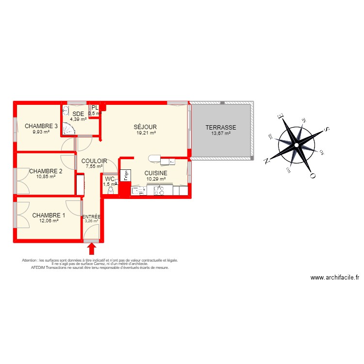 BI 13846. Plan de 17 pièces et 124 m2