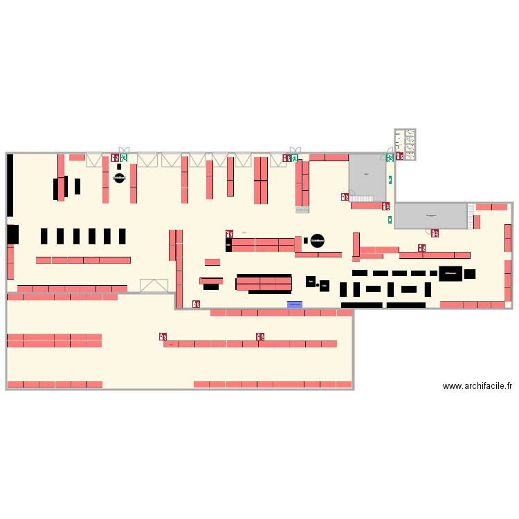 Plan Évacuation Usine. Plan de 9 pièces et 2409 m2