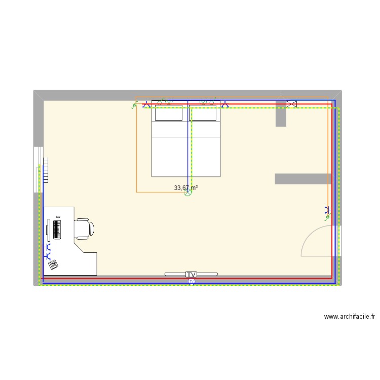chambre d'hotel. Plan de 0 pièce et 0 m2