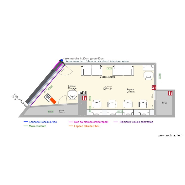 CUT HOUSE APRES TRAVAUX. Plan de 3 pièces et 45 m2