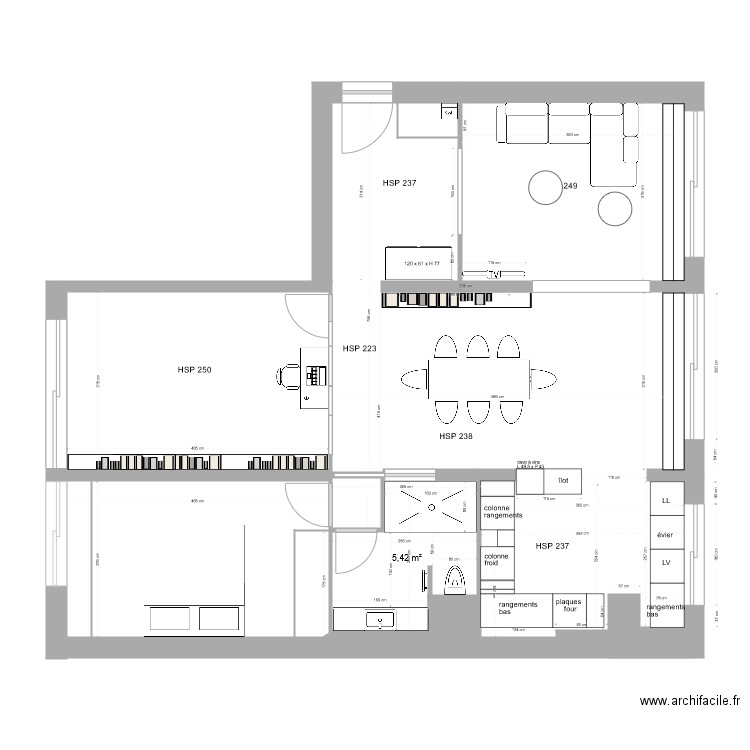  plan 5 lagny. Plan de 7 pièces et 34 m2