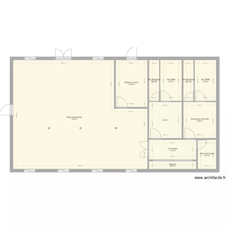 Salle en modulaires - achat. Plan de 
