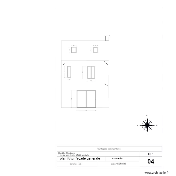 futur fa&ccedil;ade finale  ARRIERE  CHRIS . Plan de 