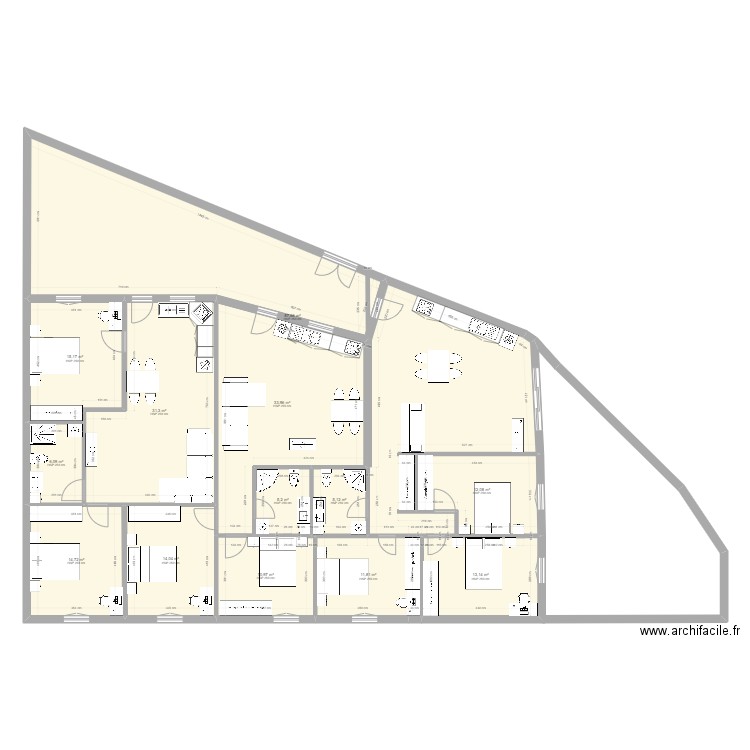 gandara t2+t2+t3 modif. Plan de 13 pièces et 261 m2