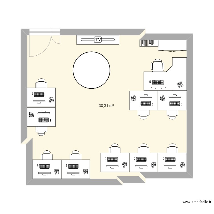 salle formation. Plan de 1 pièce et 38 m2