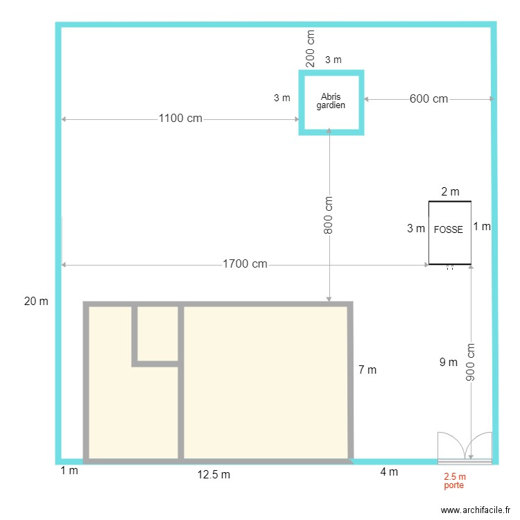 toilette cour. Plan de 0 pièce et 0 m2