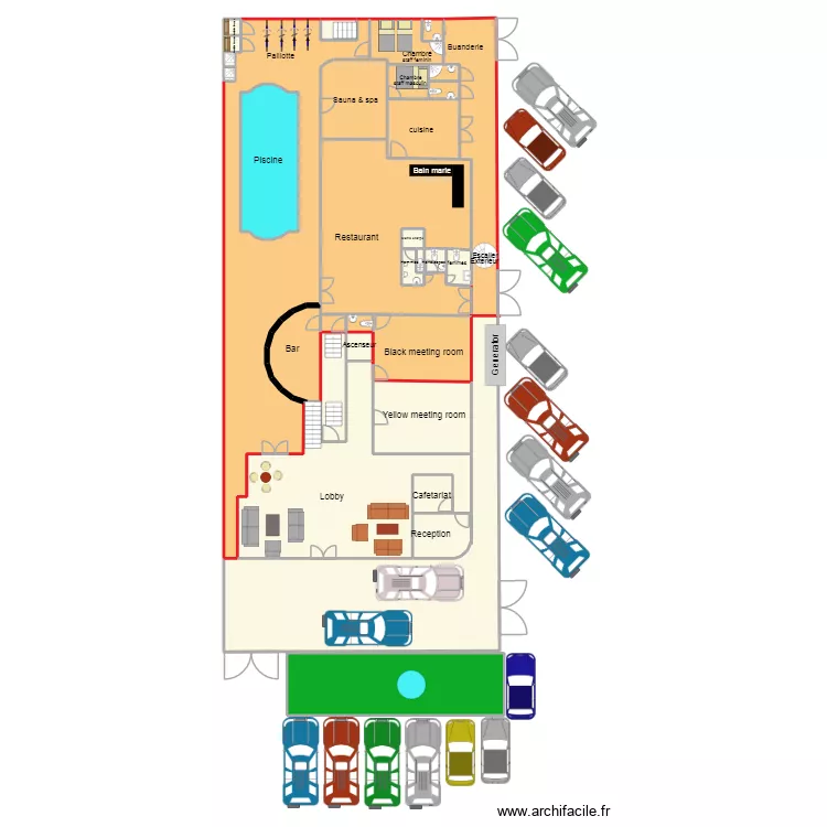 RDC mirador hotel010626. Plan de 33  et 593 m²