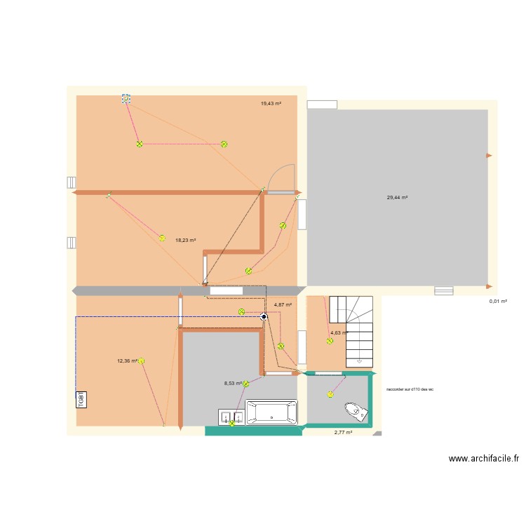 étage sonnac comble. Plan de 9 pièces et 100 m2