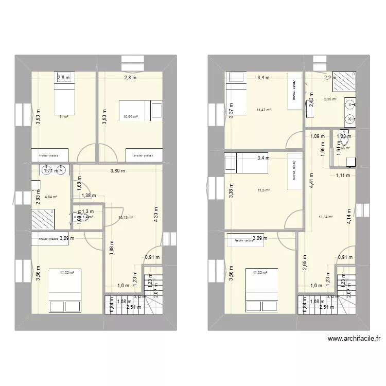 grange_rdc. Plan de 14  et 115 m²