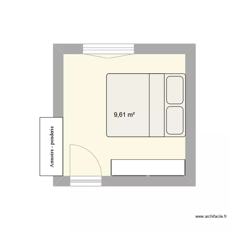 Ch_D. Plan de 1 Pièce et 10 m²