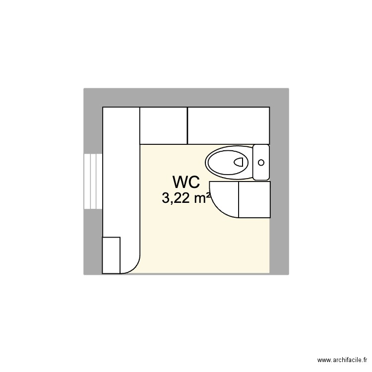 Toilettes sèches. Plan de 1 pièce et 3 m2