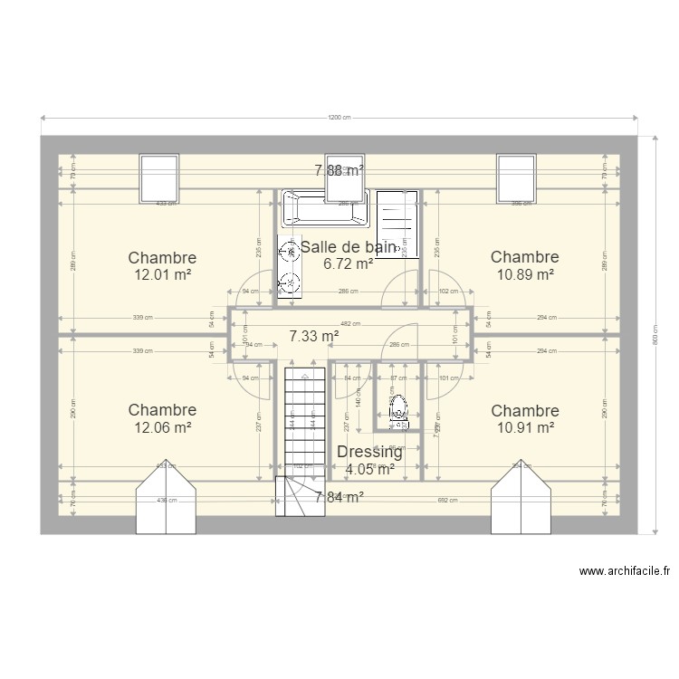 MAILLET ROZIER ETAGE. Plan de 9 pièces et 80 m2