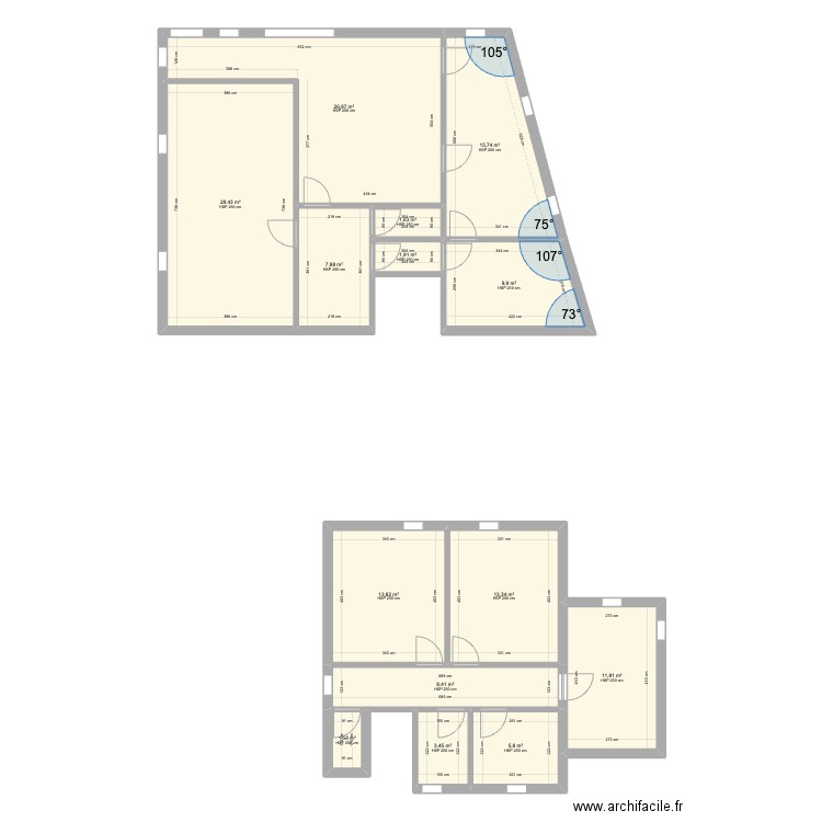 villa_RCM. Plan de 14 pièces et 151 m2