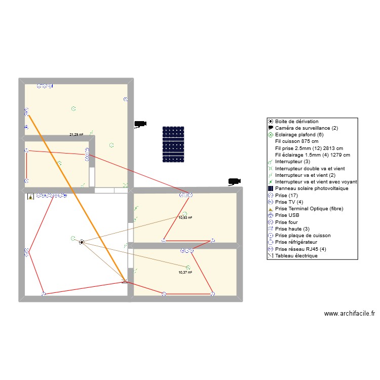 plan1. Plan de 3 pièces et 43 m2