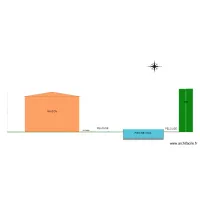 plan de coupe piscine bois semi enterr&eacute;e avec cotation