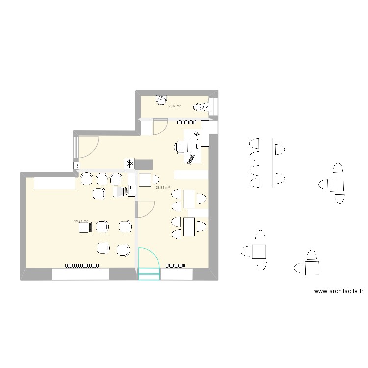 208_v2. Plan de 3 pièces et 46 m2