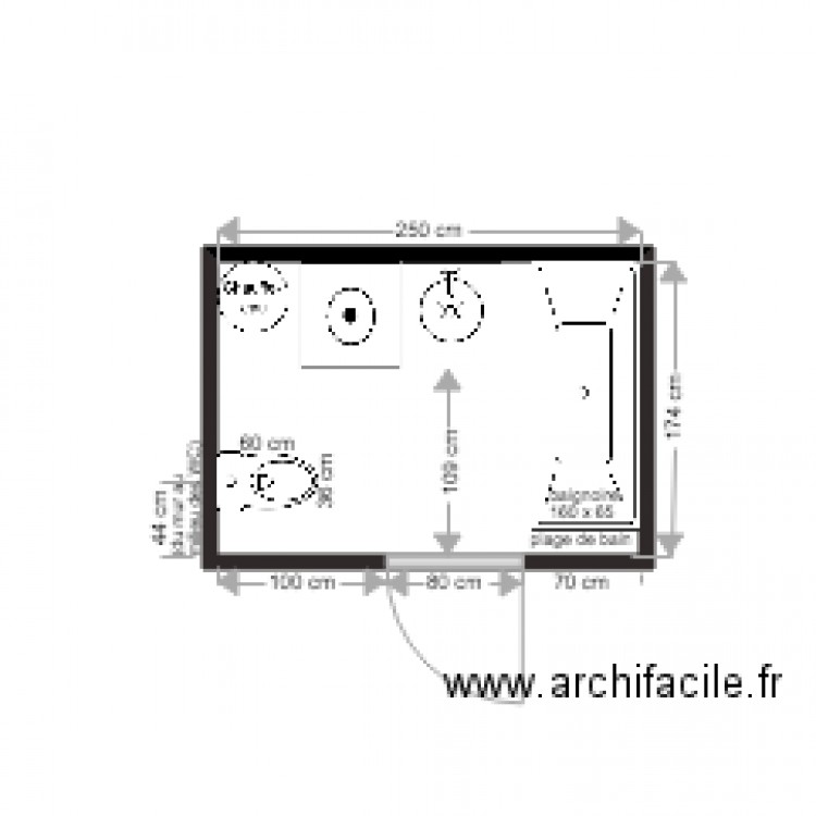 SDB Projet Jean Robert existant. Plan de 0 pièce et 0 m2