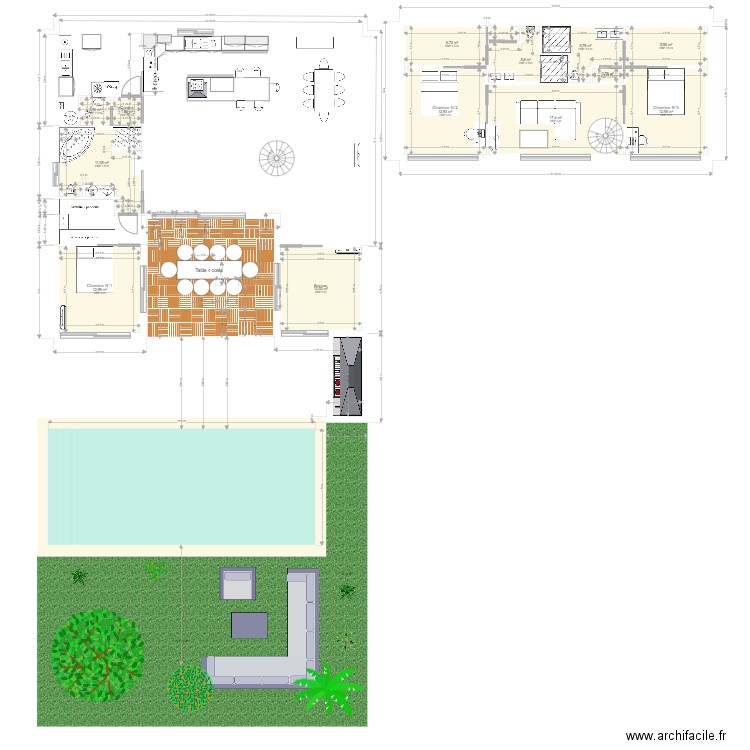 senegal. Plan de 13 pièces et 108 m2