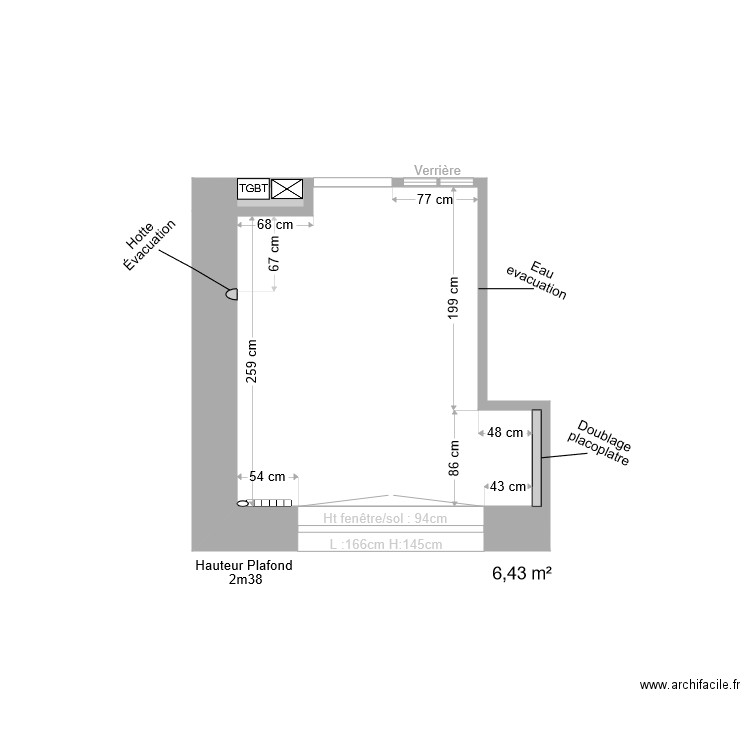 Cuisine initial. Plan de 0 pièce et 0 m2