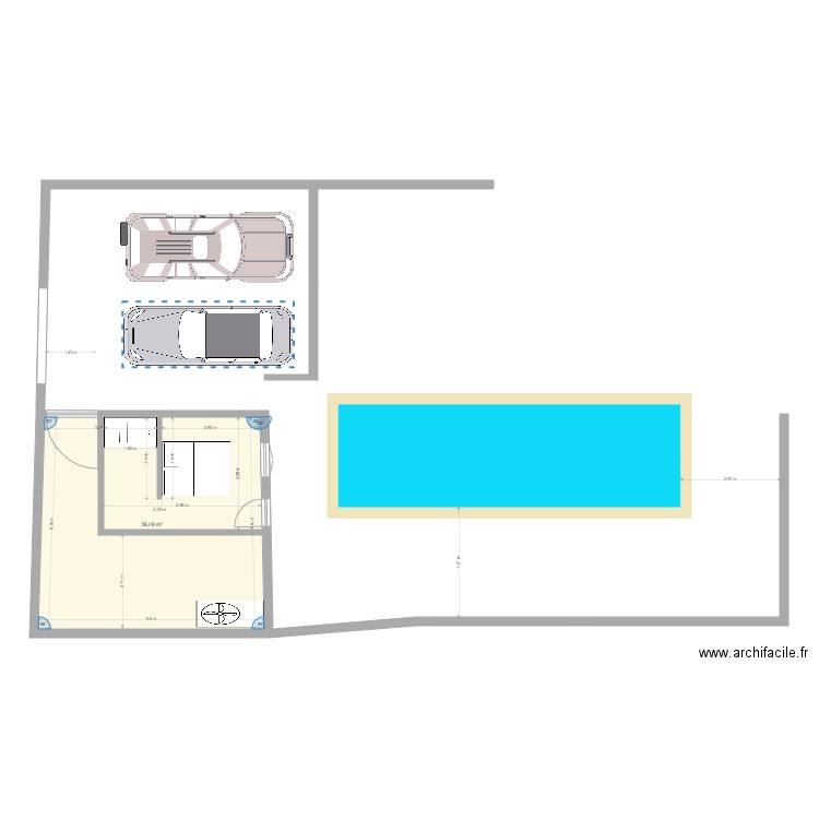 garage ré. Plan de 1 pièce et 39 m2