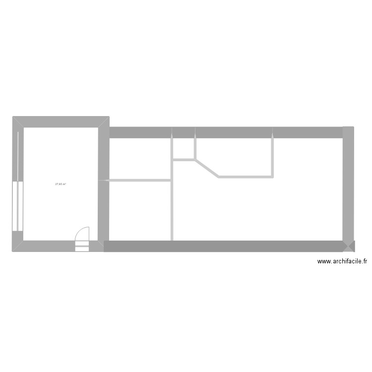 Maison. Plan de 2 pièces et 37 m2