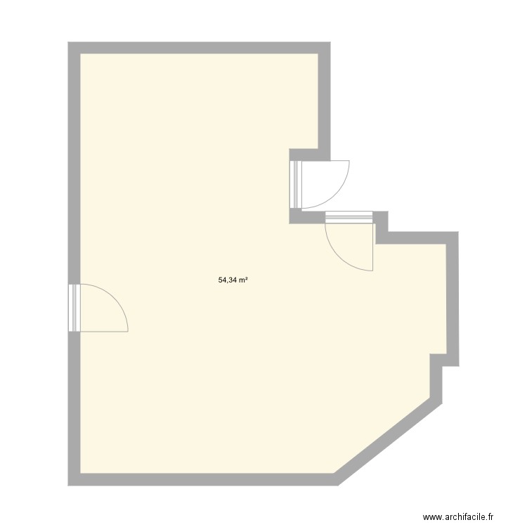 Post. Plan de 1 pièce et 54 m2