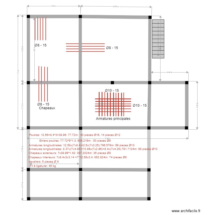 calcul ferraillage dalle. Plan de 0 pièce et 0 m2