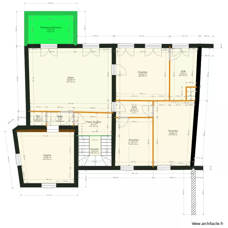 R1 AVANT TRAVAUX MAISON DE MAITRE . Plan de 
