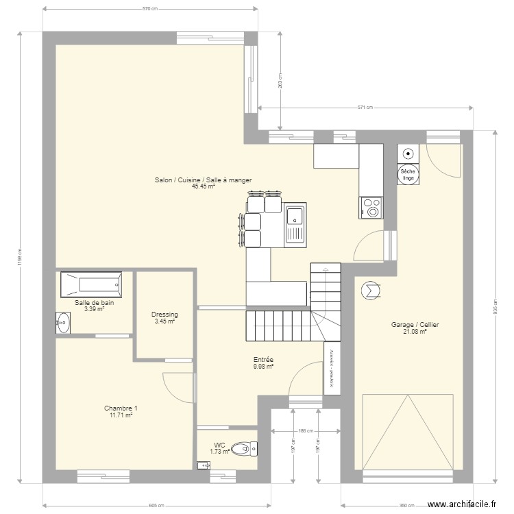 Etage 3 chambres cuisine agrandie. Plan de 0 pièce et 0 m2