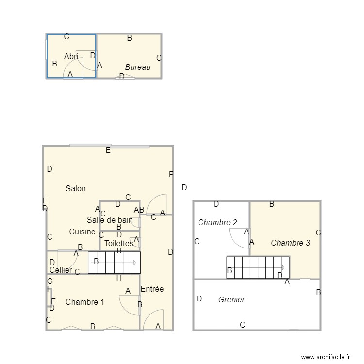 Croquis DARETHS. Plan de 11 pièces et 30 m2