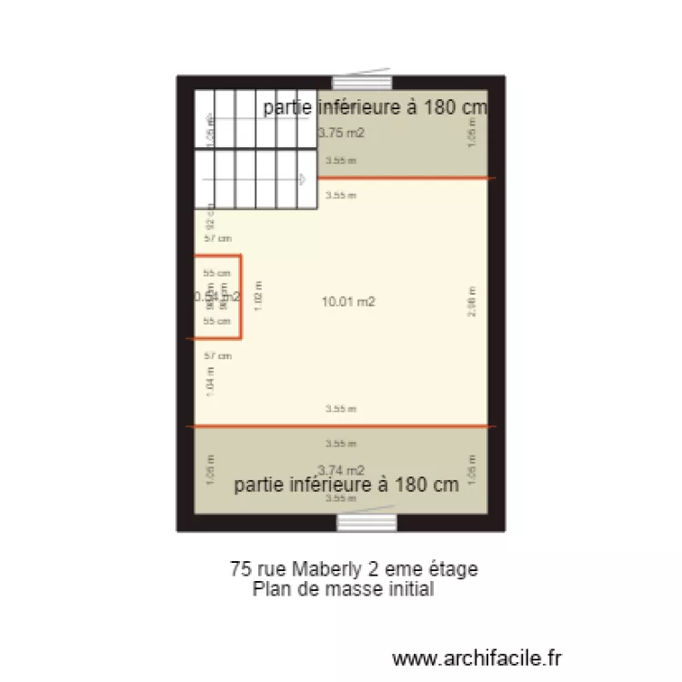 Plan de masse initial 2 eme &eacute;tage 75 MABERLY. Plan de 