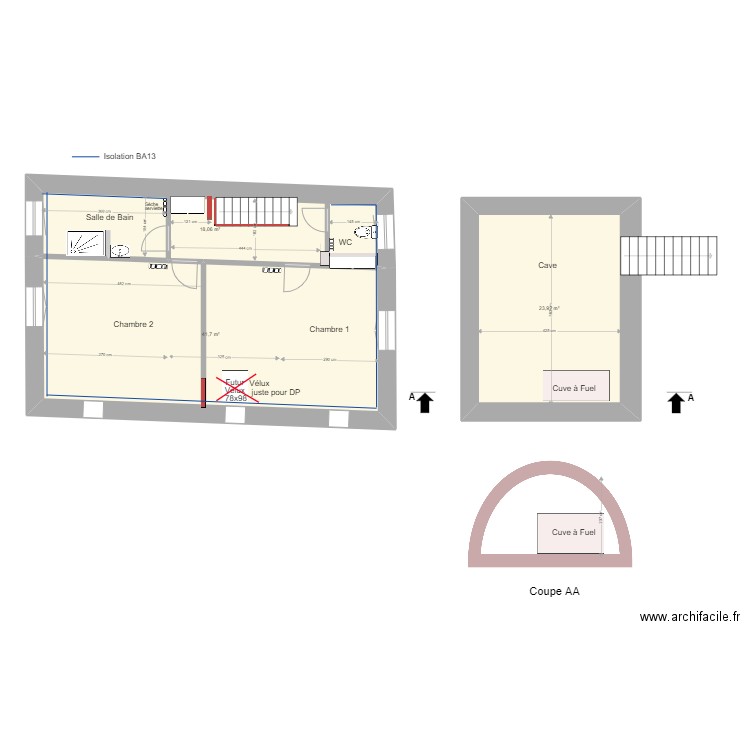 Bourron ETAGE 4. Plan de 3 pièces et 84 m2