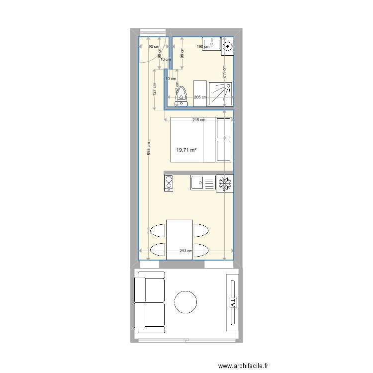 Aigues mortes . Plan de 1 pièce et 20 m2