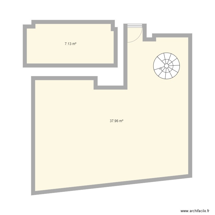 grange. Plan de 2 pièces et 45 m2