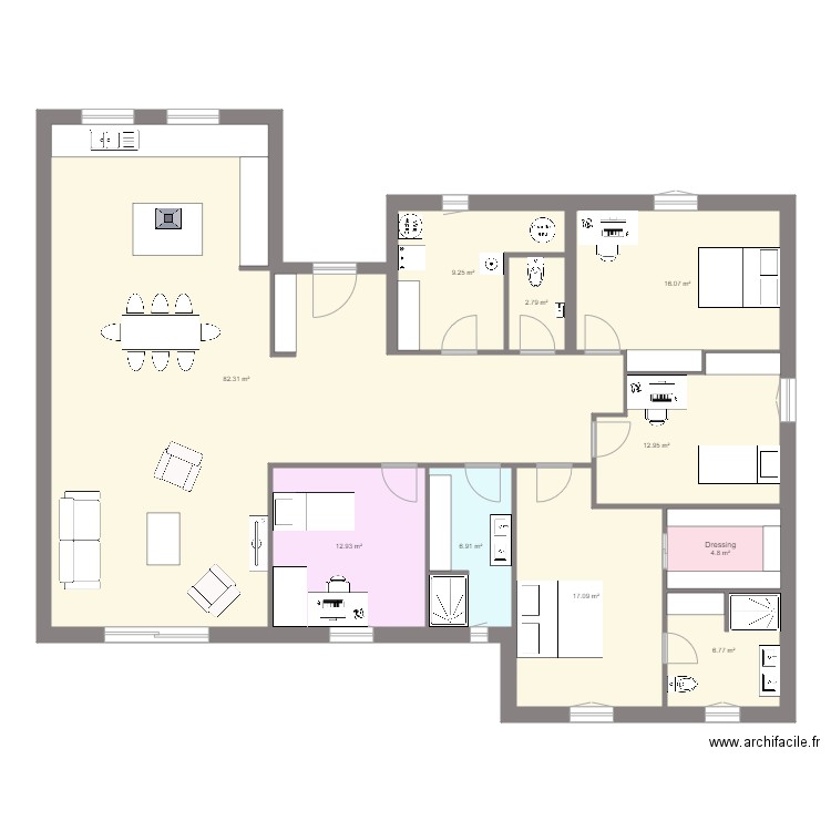 Maison 08 v7. Plan de 10 pièces et 172 m2