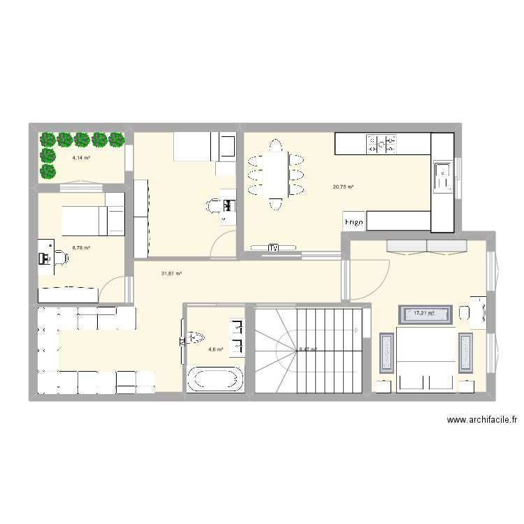 jilali2. Plan de 7 pièces et 96 m2