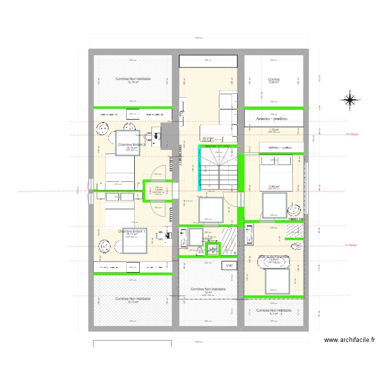 2590 Entredozon - Final - SDB Haut Variation. Plan de 18 pièces et 319 m2