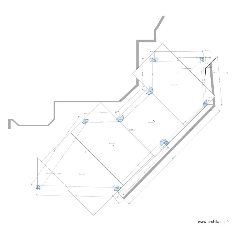 gazon 3. Plan de 1 pièce et 92 m2