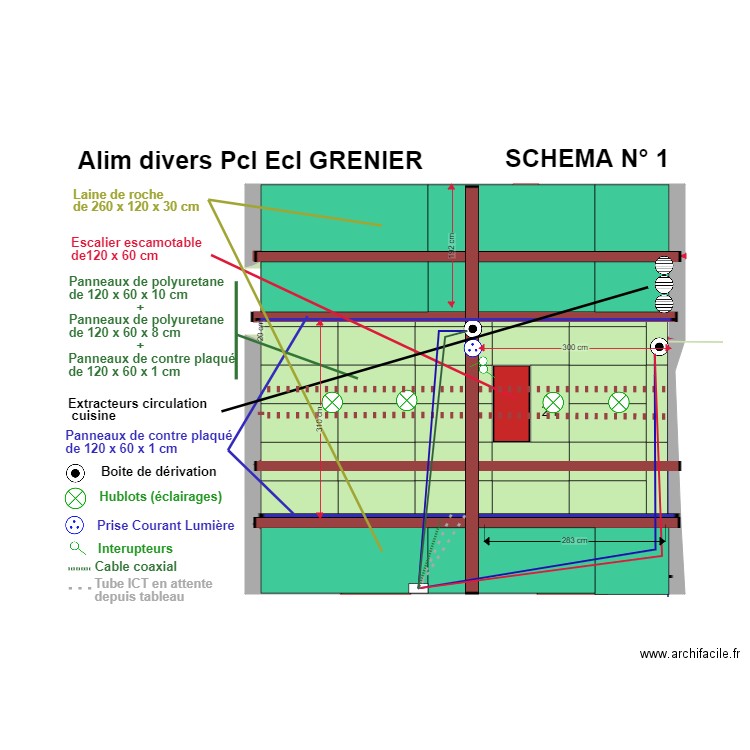 Alim divers Pcl Ecl GRENIER  1. Plan de 14 pièces et 29 m2