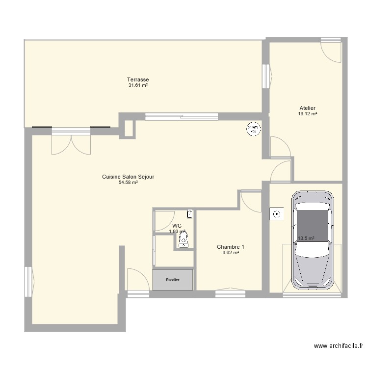 Maison rdc avec extension 190920 nu. Plan de 0 pièce et 0 m2