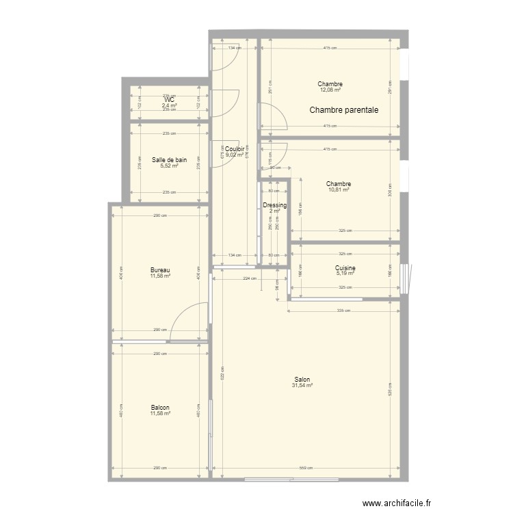 plan sanaphonh. Plan de 10 pièces et 102 m2