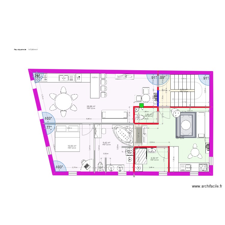 Aristide Briand Combles V3. Plan de 7 pièces et 82 m2