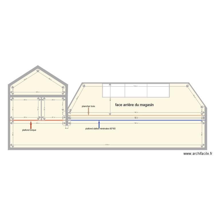 plan de coupe ARRIERE. Plan de 0 pièce et 0 m2