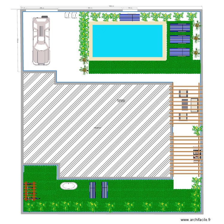 MUR MAISON. Plan de 2 pièces et 300 m2