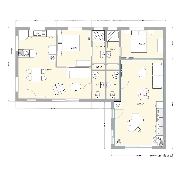 39 E. Plan de 9 pièces et 91 m2