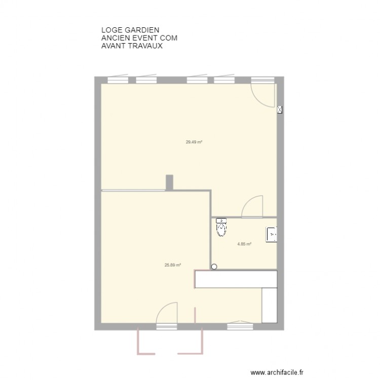 LOCAL RSD MED LOGE GARDIEN AV. Plan de 0 pièce et 0 m2