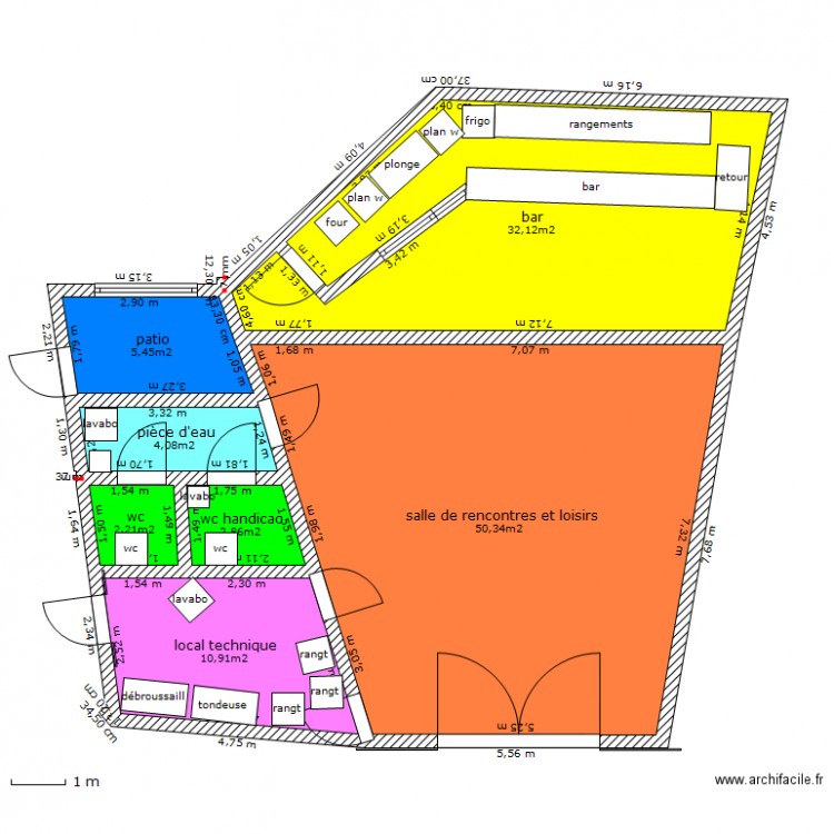 grange 22 déc avec noms, m2 et couleurs . Plan de 0 pièce et 0 m2