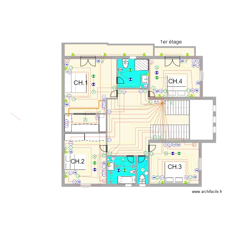 1er étage 123 chantier FIN 3 FFF XXX ZZZ. Plan de 12 pièces et 162 m2