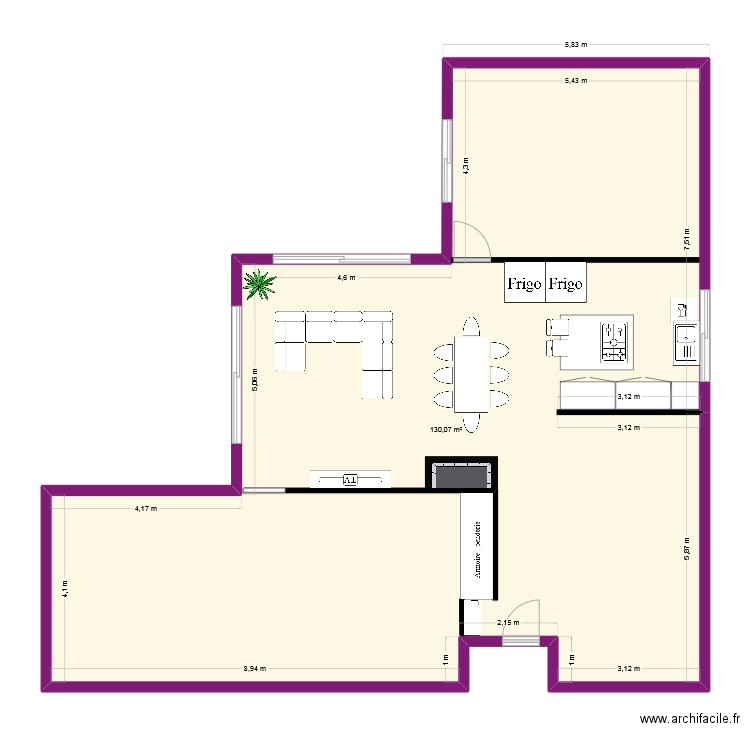 GAILLAN. Plan de 1 pièce et 130 m2